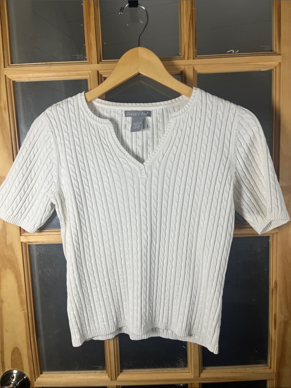 VTG Cotton cable knit Short Sleeved Top Eagle's Eye, tennis prep preppy, classic